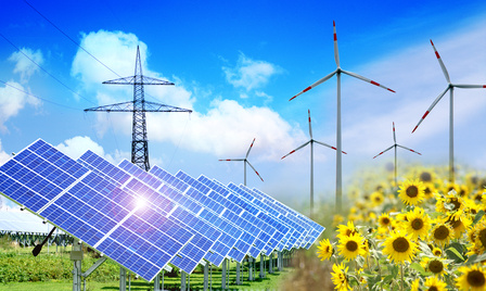 Die verschiedenen Arten von erneuerbarer Energie auf einem Bild