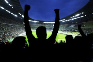 Fußball Fans feiern im Stadion